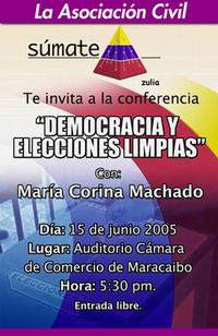 Invitaci�n a conferencia S�mate en Maracaibo, Sumate Zulia, elecciones municipales, requisitos electorales, CNE, Consejo Nacional Electoral