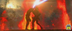 Anakin y Obi Wan en Mustafar