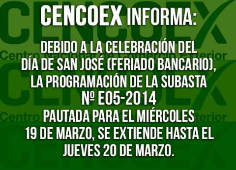 Cencoex prolonga hasta mañana la recepción de órdenes para participar en Sicad. Cencoex prolonga hasta mañana la recepción de órdenes para participar en Sicad.