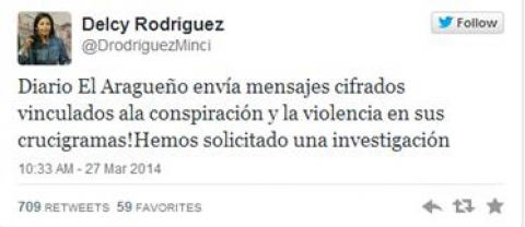 Tuit enviado por Delcy Rodríguez Tuit enviado por Delcy Rodríguez