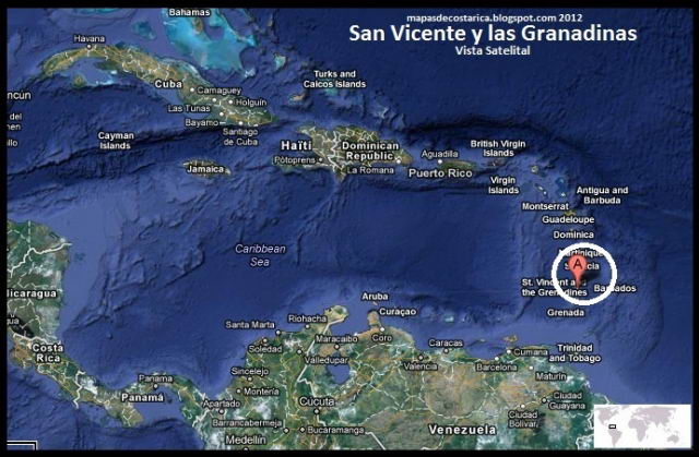 Mapa de San Vicente y las Granadinas. Mapa de San Vicente y las Granadinas.