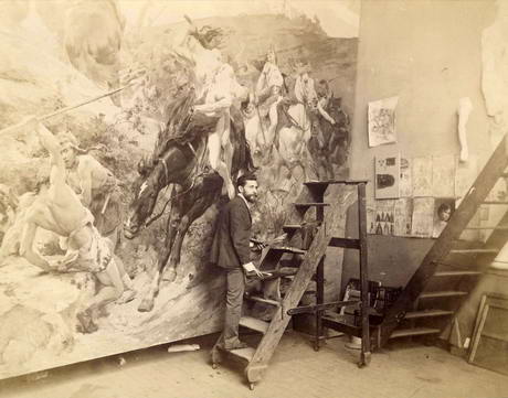 Arturo Michelena en su estudio de Paris (circa 1885/1890).