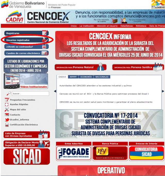 Presione el botn "usuarios registrados"
