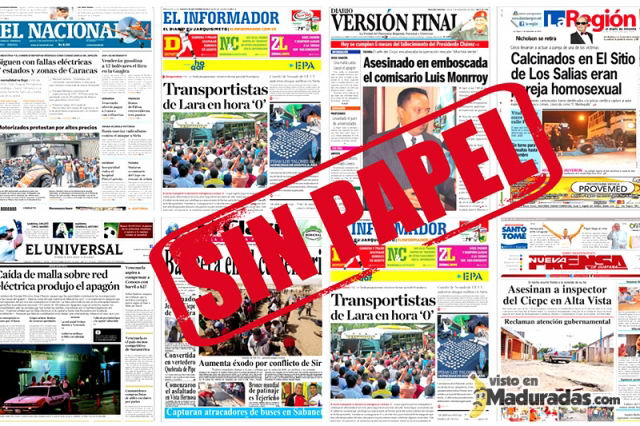 En Venezuela la escasez de papel para los periodicos se ha agudizado. En Venezuela la escasez de papel para los periodicos se ha agudizado.