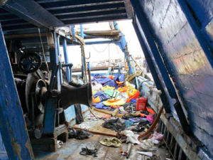 El barco que naufrag cerca de Lampedusa. EFE