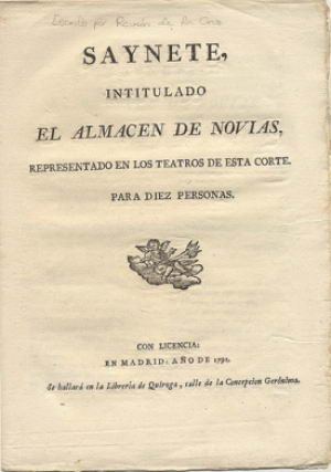 Escrito por Ramn de la Cruz.