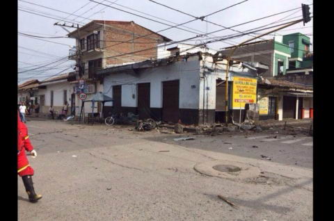 Atentado con motobomba perpetrado por las FARC en Pradera, Colombia.
