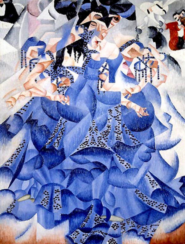 Imgenes cortadas que unidas, dan la impresin de movimiento. Bailarina en Azul de Gino Severini