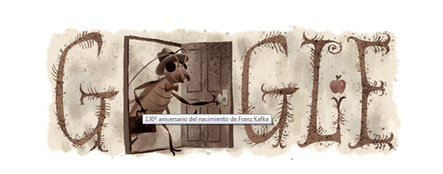 Doodle de Google en honor al aniversario del nacimientos de Franz Kafka, la imagen es alusiva a la novela La Metamorfosis Doodle de Google en honor al aniversario del nacimientos de Franz Kafka, la imagen es alusiva a la novela La Metamorfosis
