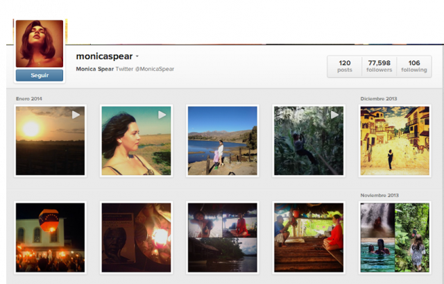 Cuenta en Instagram de Mónica Spear Cuenta en Instagram de Mónica Spear
