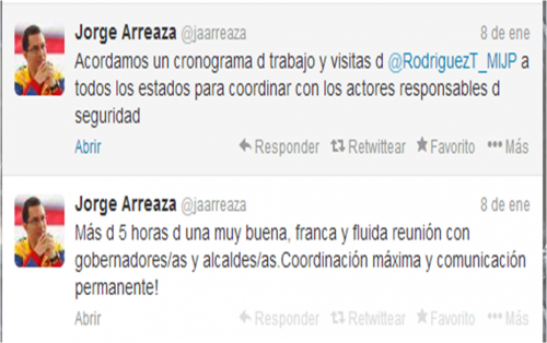 Twit del Vicepresidente jorge Arreaza