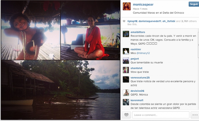 Mónica Spear con la comunidad Warao en el Delta del Orinoco. Mónica Spear con la comunidad Warao en el Delta del Orinoco.