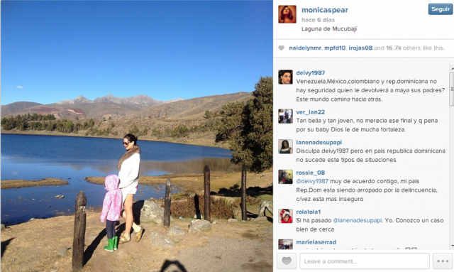 Mónica Spear y su hija Maya en la Laguna de Mucubají. Mónica Spear y su hija Maya en la Laguna de Mucubají.