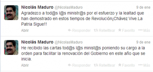 Twit del presidente de la Repblica, Nicolas Maduro.