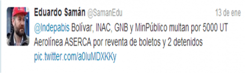 Twit de Eduardo Saman Twit de Eduardo Saman
