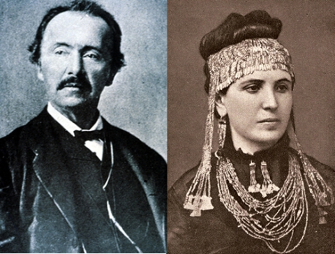 Schliemann y su esposa Sophia Engastromenos. Schliemann y su esposa Sophia Engastromenos.