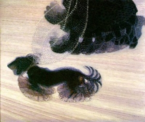 El futurismo tena el constante deseo de representar el movimiento del hombre y la sociedad. Dinamismo de un perro con correa de Giacomo Balla