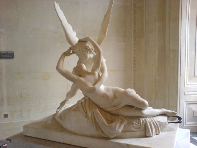 Escultura en mrmol blanco. Cupido y Psyche por Antonio Cnova