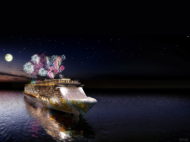 Fiesta de fuegos artificiales en pleno crucero