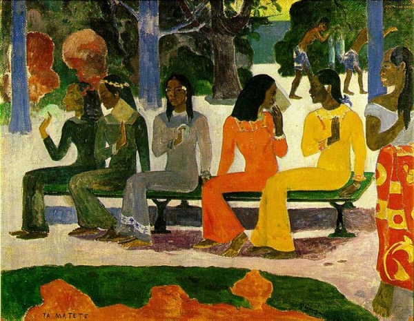 Sintetismo (El mercado) por Paul Gauguin