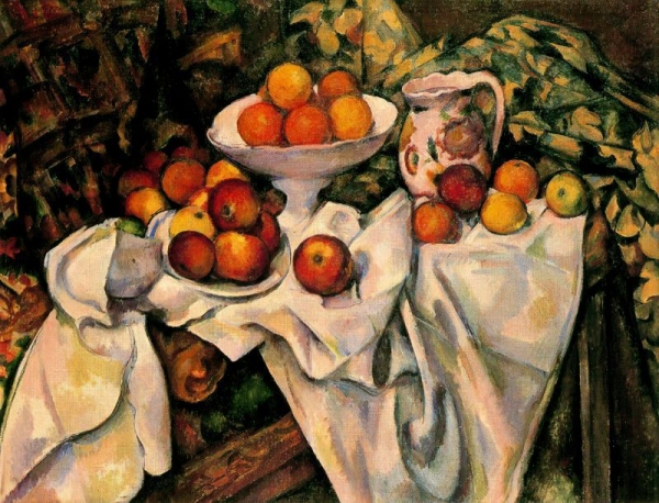 Reconstruccin de mundo (Naturaleza muerta con manzanas y naranjas) por Paul Czanne