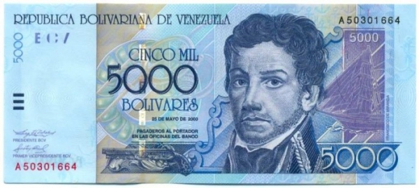 Billete de 5.000 bolvares