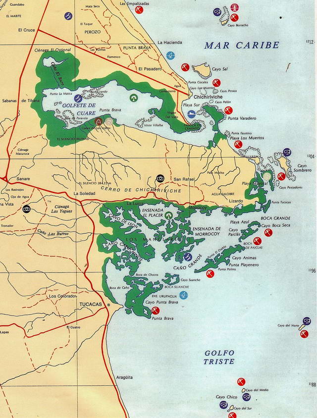 Mapa de Los Cayos, Parque Nacional Morrocoy
