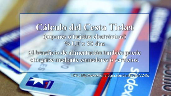 Clculo del Cesta Ticket, Bono de alimentacin, beneficio de alimentacin, Cesta Ticket 2016, Unidad Tributaria