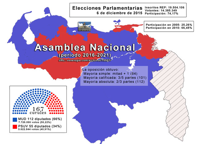 Elecciones parlamentarias 2015, mapa electoral de Venezuela