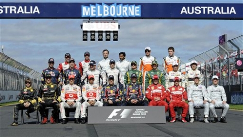 Foto de todos los pilotos antes de a carrera