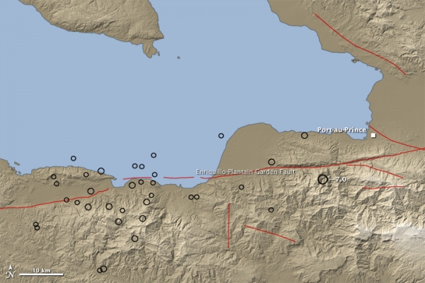 Topografía a lo largo de la Falla de Enriquillo en Haití, NASA, USGS