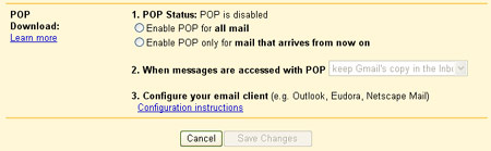 Google Gmail, configuracion POP3 de Gmail, Gmail configuration