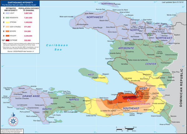 Mapa de Intensidad del Terremoto en Haiti