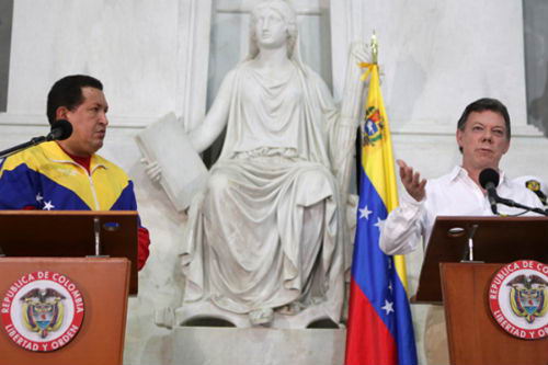 Presidentes Chvez y Santos