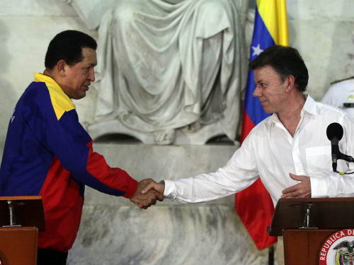 Presidentes Chvez y Santos