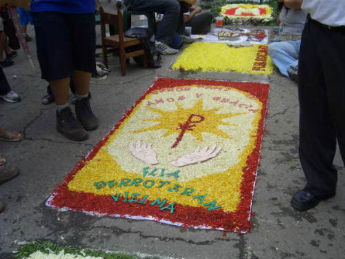 Alfombras de flores de Araira en honor a la Virgen Nuestra Seora del Carmen