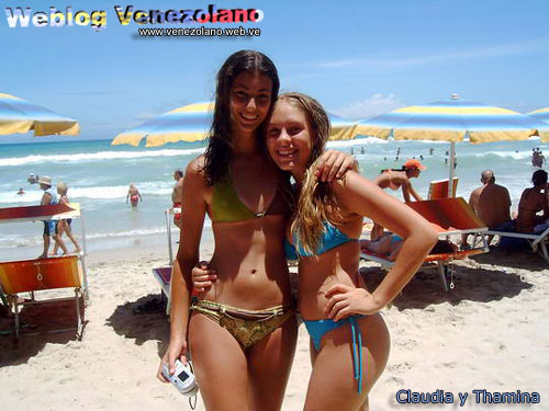 Claudia y Thamina, chicas en bikini, venezolanas en bikini, venezolanas en la playa, venezolanas en Semana Santa